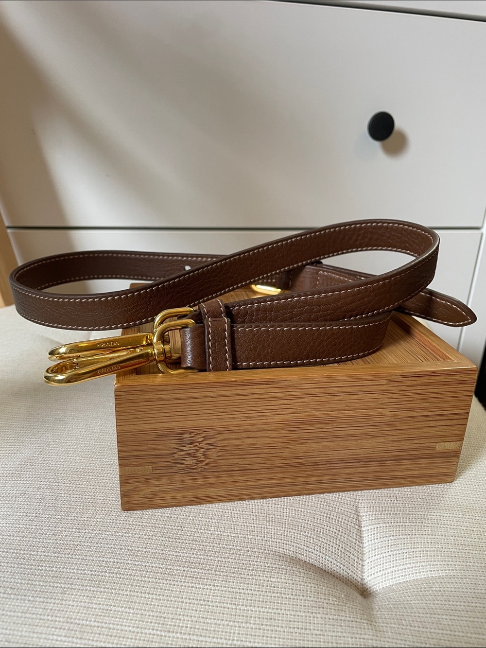 Authentic Prada Replacement Shoulder /
Crossbody Strap in Brown/Gold